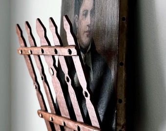 Antique Tramp Art Library Wall Pocket