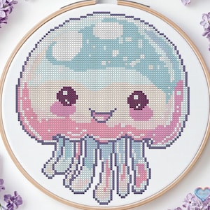 Kawaii Jellyfish. Easy Design for Cross Stitch