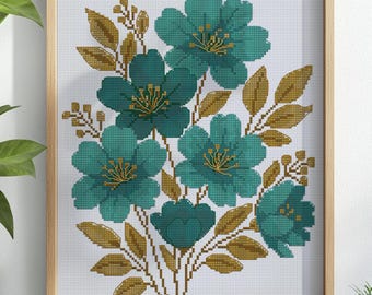 Desenhos de flores para ponto de cruz: Flor de cerceta