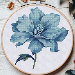Disegni di fiori per il punto croce: Delicato petalo blu
