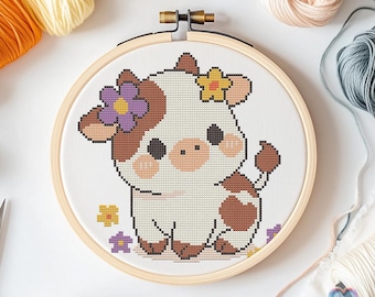 Vaca bebé fofa. Desenho fácil para ponto cruz