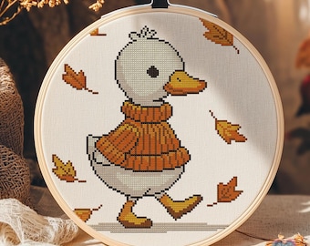 Pato de Outono. Desenho fácil para ponto cruz