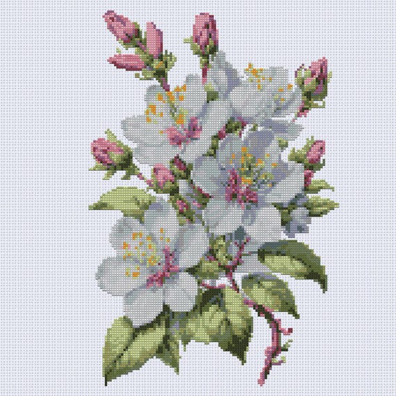 Flower Design for Cross Stitch: Spring Blossoms - Etsy