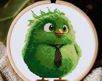 Desenho de pássaro para ponto de cruz - Business Birdie
