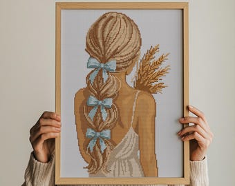 Fille de l'été en or. Modèle de femme pour le point de croix