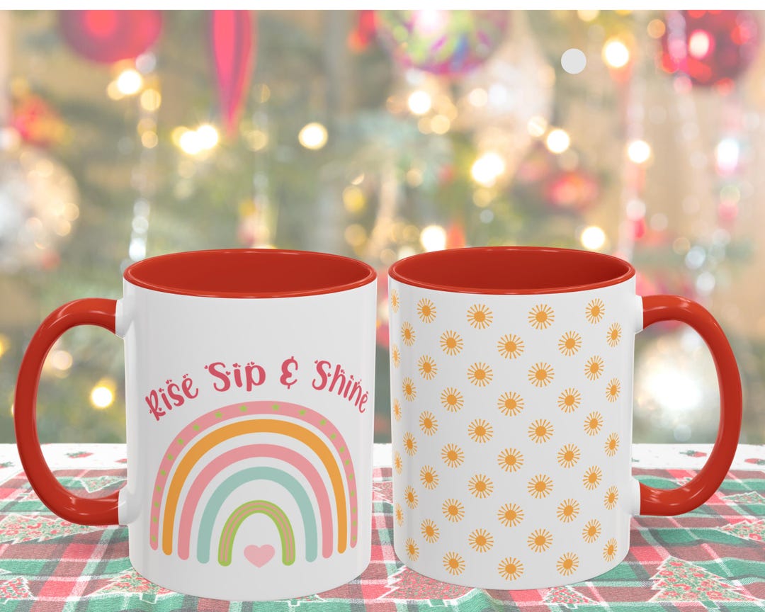 Rise Sip and Shine Morning Drink Cup, Rainbow Inspirational Quote ...
