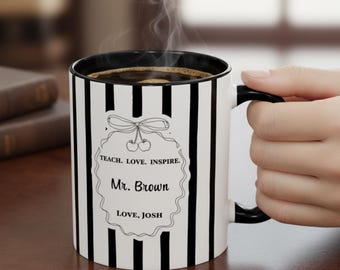 Taza personalizada para profesores, taza de café a rayas, regalo de agradecimiento para profesores