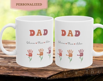 Taza personalizada con huella de mano de papá, regalo personalizado para el Día del Padre