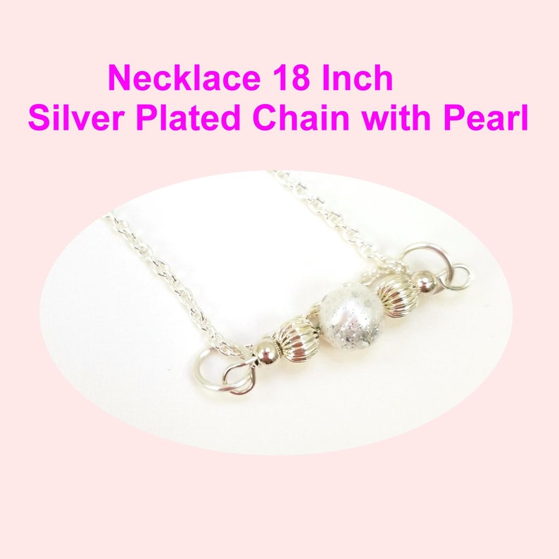 Silver Necklace with Silvery and Ivory Pearl 569j