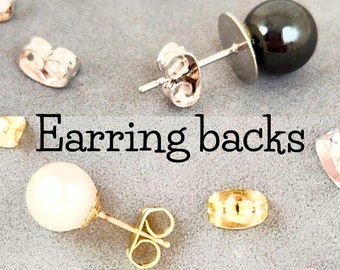 Earring Backs in Silver or Gold | Replacement Ear Nuts for Back of Earrings | Metal Stoppers for Post or Stud Earrings | Optional Gift Box