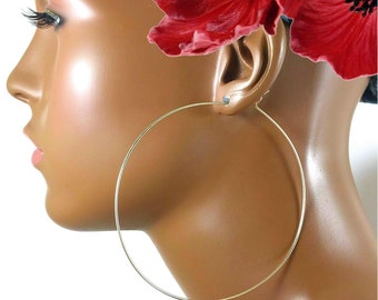 Oversized African Hoop Earrings | Threader Gold Jewelry | Big Boho Gorgeous Designs | Gold Filled Wire Hypoallergenic | 3 Inch Diameter 700