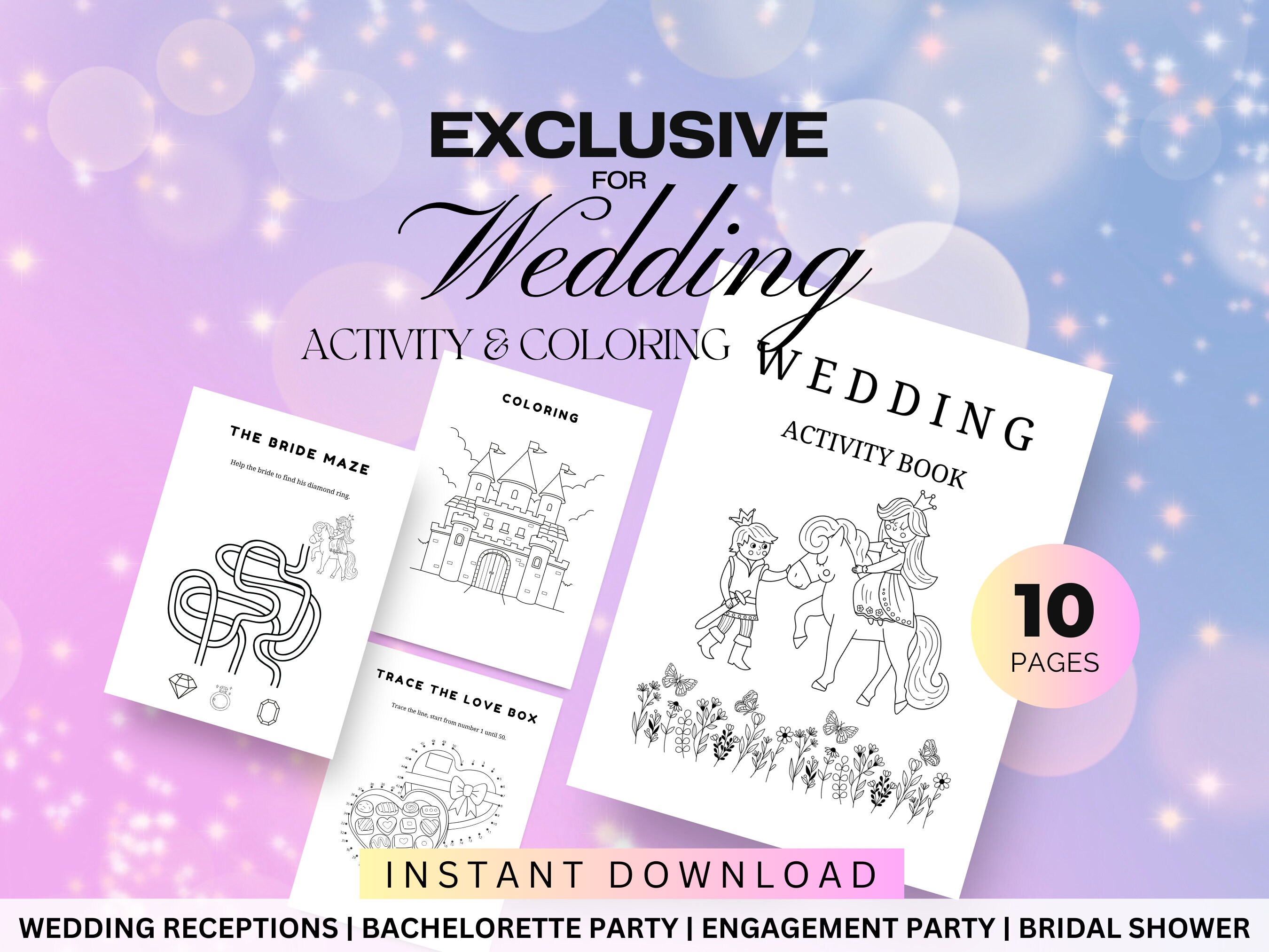 Digital Wedding Activity Pages, Printable Wedding Coloring Games, Kids Wedding Activity Book ...
