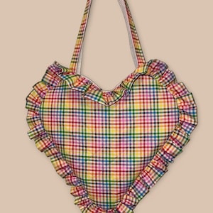 Rainbow Ruffle quilted tote