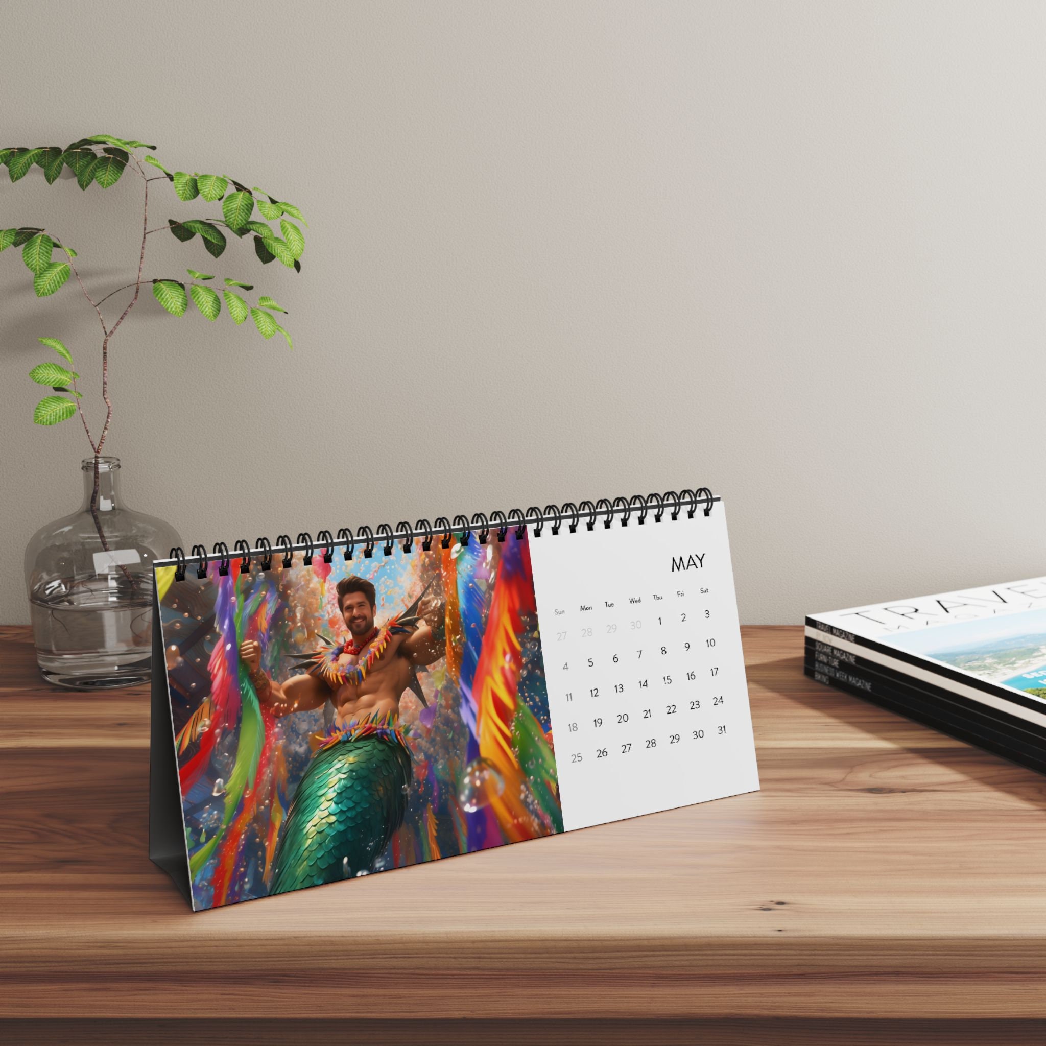 2025 Merman Mystique Calendar | Fantasy Merfolk Art | 13 Unique Mermen ...