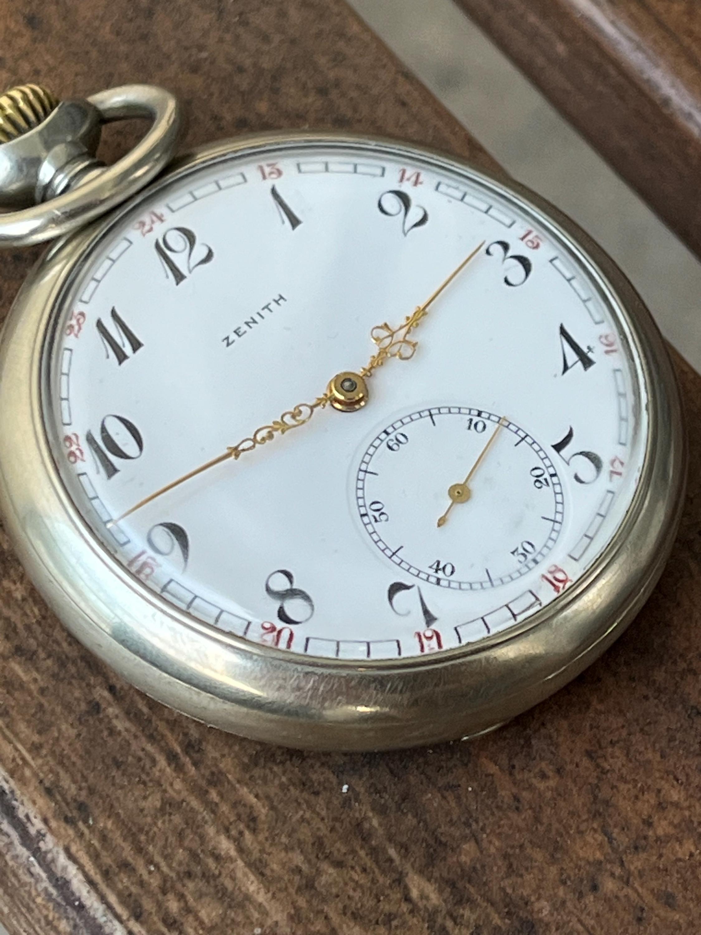 Montre De Poche Zénith En Argent - Avec Boîte Et Certificat - Mécanique Manuelle - Occasion
