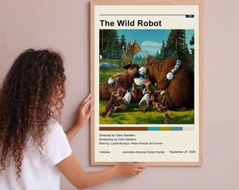 The Wild Robot Vintage Poster Minimalist Movie Poster Wall Art Home Decor Custom Poster Print Personalized Gifts for her him