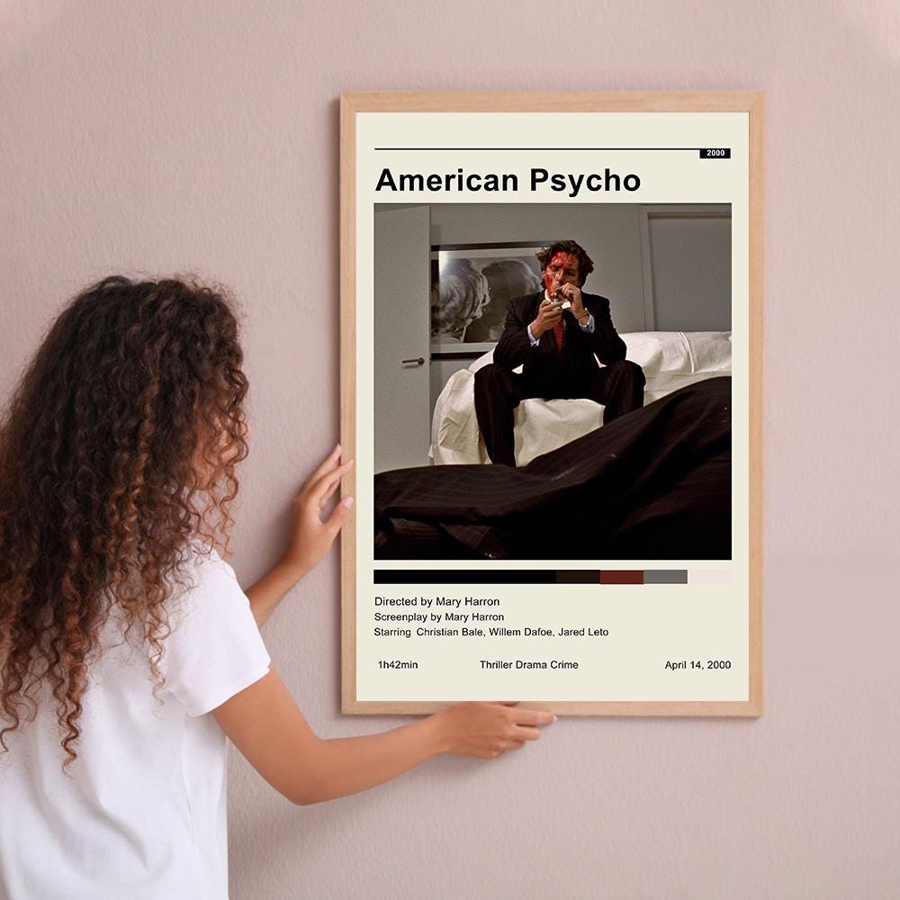 American Psycho Vintage Poster Minimalist Movie Poster Wall Art Home Decor Custom Poster Print Personalized Gifts for her him