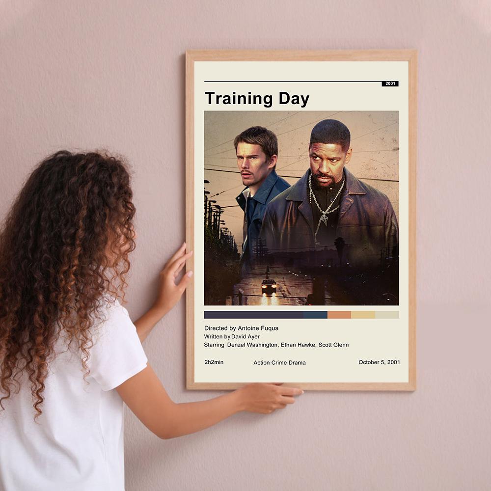 Training Day Vintage Poster Minimalist Movie Poster Wall Art Home Decor Custom Poster Print Personalized Gifts for her him