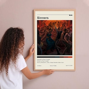 Sinners 2025 Pôster Vintage Pôster de Filme Minimalista Arte de Parede Decoração de Casa Pôster Personalizado Presentes Personalizados para ela e ele