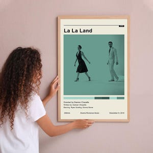 Póster vintage de La La Land, póster minimalista de película, arte de pared, decoración del hogar, póster personalizado, impresión, regalos personalizados para ella y él