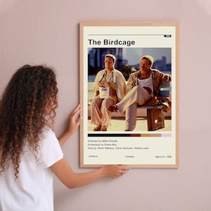 The Birdcage Vintage poster minimalistische filmposter muurkunst woondecoratie aangepaste poster afdrukken gepersonaliseerde cadeaus voor haar hem