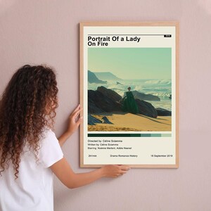 Retrato de una dama en llamas, póster vintage, póster de película minimalista, arte de pared, decoración del hogar, póster personalizado, impresión, regalos personalizados para ella y él