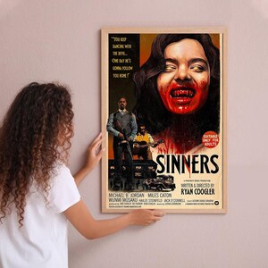 Pôster do filme Sinners 2025, arte de parede, decoração para casa, pôster personalizado, presentes personalizados para ela e ele