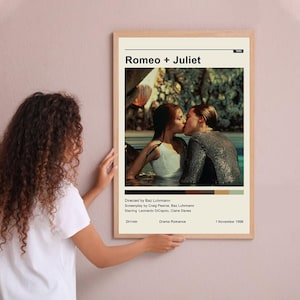Romeo + Juliet Vintage Poster Minimalist Movie Poster Wall Art Home Decor Custom Poster Print Personalized Gifts for her him
