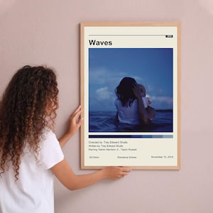 Póster vintage de olas, póster de película minimalista, arte de pared, decoración del hogar, póster personalizado, impresión, regalos personalizados para ella y él