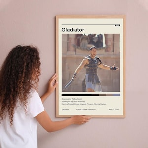Gladiator Vintage Poster Minimalist Movie Poster Wall Art Home Decor Custom Poster Print Personalized Gifts for her him