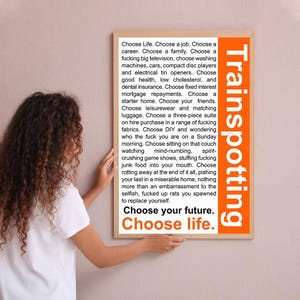 Poster del film Trainspotting, decorazione per la casa, stampa personalizzata, regali personalizzati per lei e lui