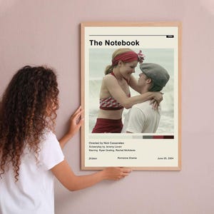 Póster vintage de The Notebook, póster minimalista de película, arte de pared, decoración del hogar, póster personalizado, regalos personalizados para ella y él