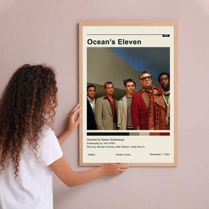 Póster vintage de Ocean's Eleven, póster minimalista de película, arte de pared, decoración del hogar, póster personalizado, impresión, regalos personalizados para ella y él