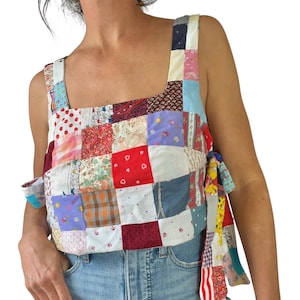 Little Light Original Handmade Patchwork Side Tie Reversible Tank Top (size medium)