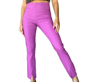 90s Y2K does 50s 60s Stretchy Orchid High Waisted Cigarette Pants (size