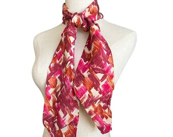 60s Fuchsia and Brown Abstract Scarf