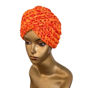 60s Orange Crocheted Turban