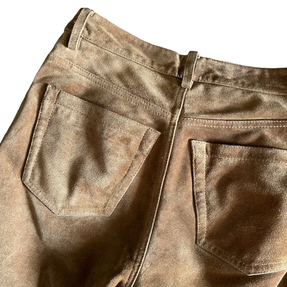 90s GAP Brown Suede Mid Rise Boot Cut Pants (size… - image 4