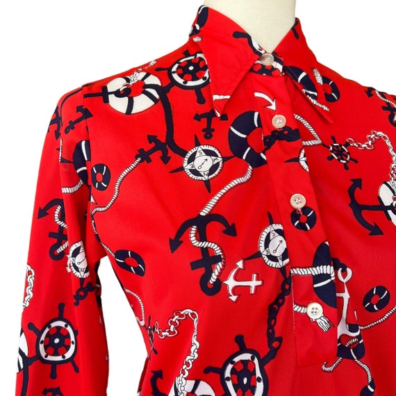 60s 70s Anchors Away Nautical Novelty Print Dagge… - image 5