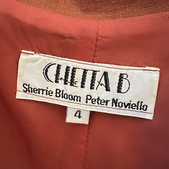 90s Rust Orange Linen Button Front Midi Shirt Dre… - image 6