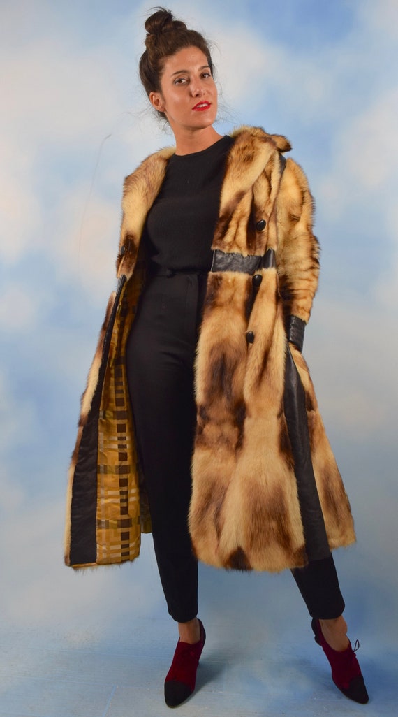 Vintage 60s 70s Mink and Black Leather Paneled Pr… - image 3