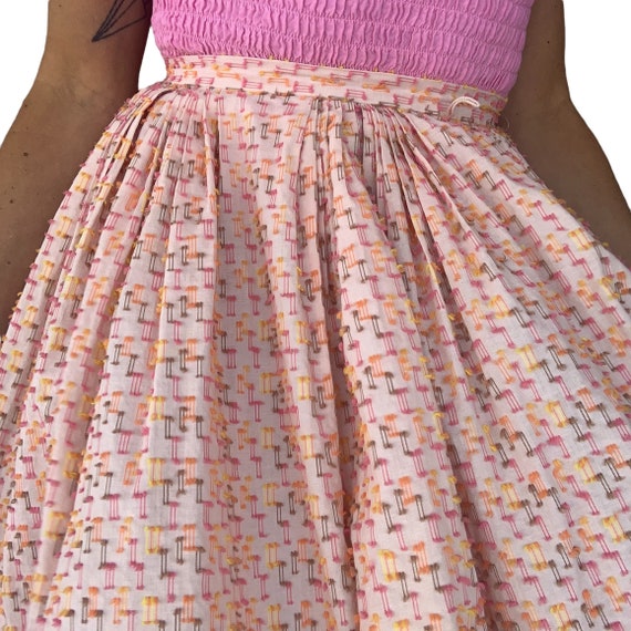 50s 60s Pink Confetti Cotton High Waisted Circle … - image 1