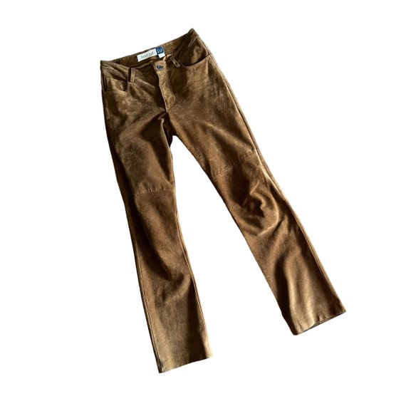 90s GAP Brown Suede Mid Rise Boot Cut Pants (size… - image 1