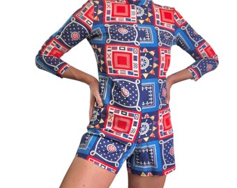 60s Starboard Novelty Nautival Print Romper (size small)