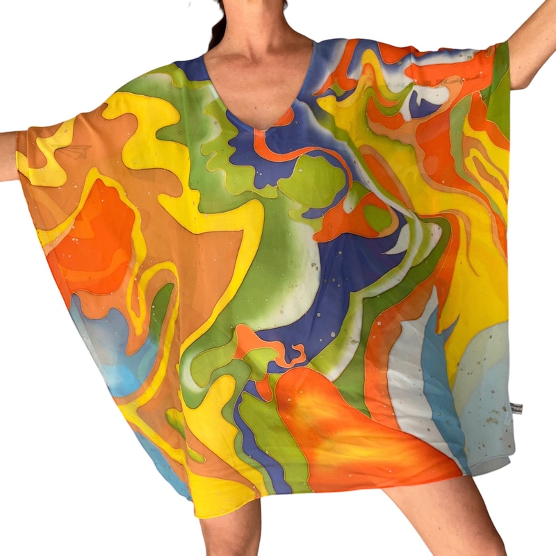 Lux chiffon abstract embellished caftan
