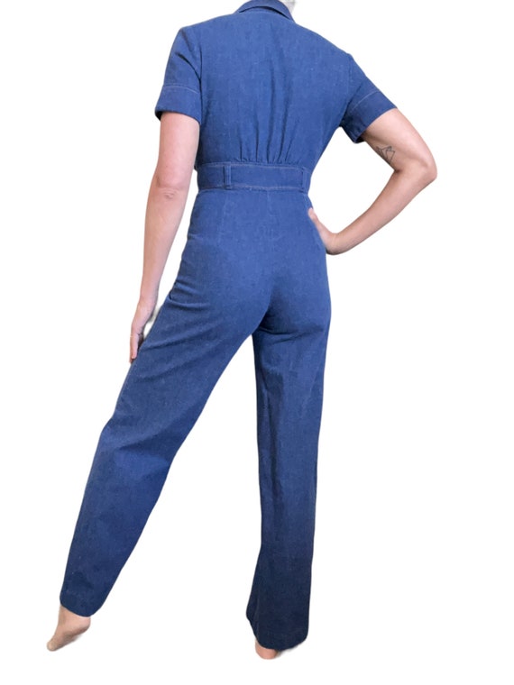 70s Denim Wide Legged Jumpsuit with Butterfly Pat… - image 4