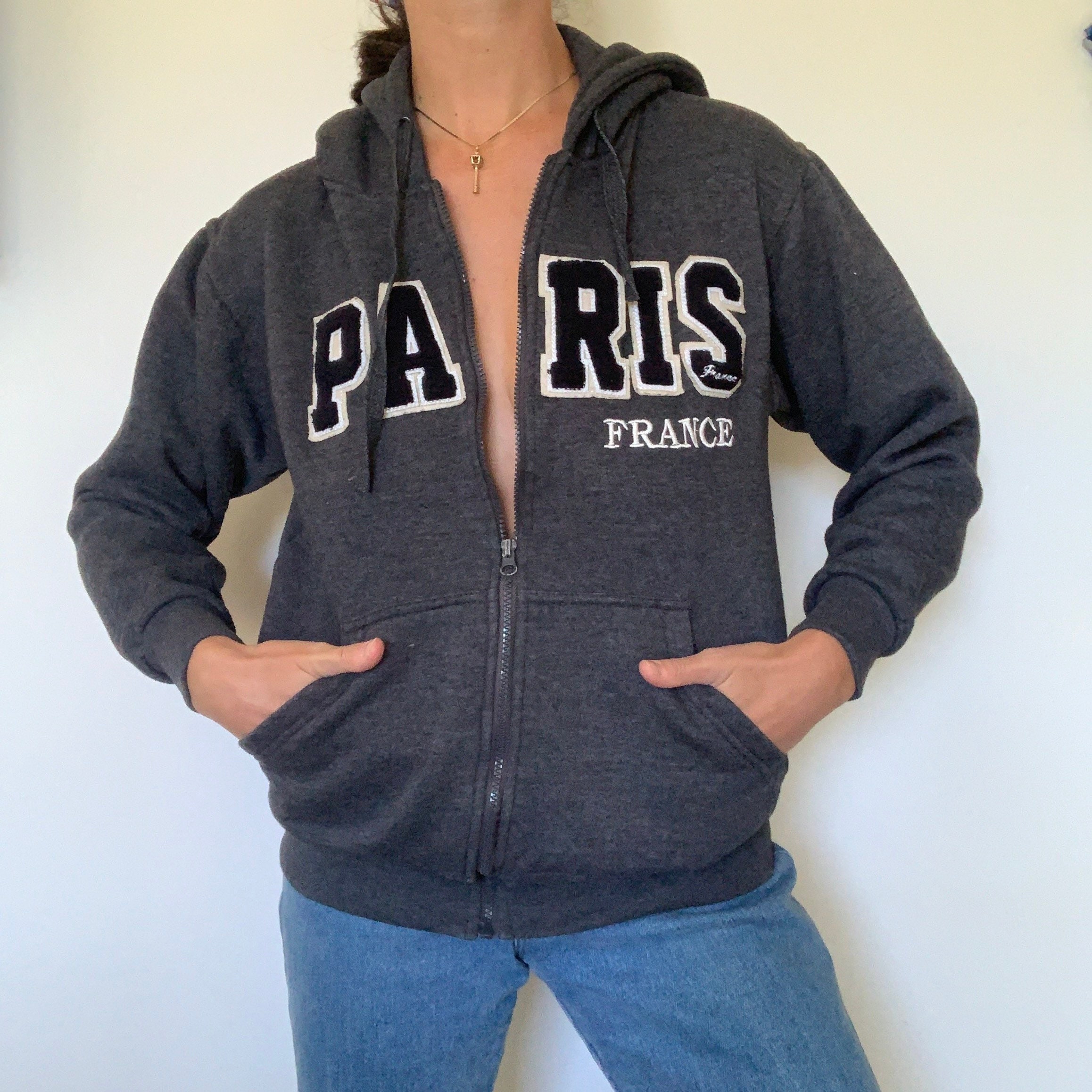 Men's Paris Monogram Zip-Up Sweatshirt