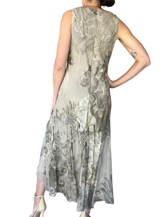 Art Deco Beaded Velvet Midi Dress with Cover Up, … - image 5