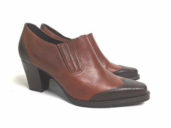 Vintage 90s Whiskey and Chocolate Leather Stacked