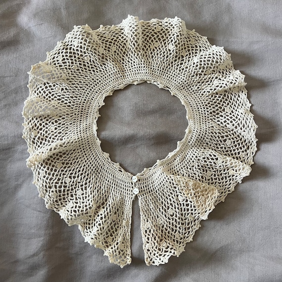 Vintage Cream Crochet Trim Collar 40s 50s Cream Crocheted Collar - Etsy main image 2